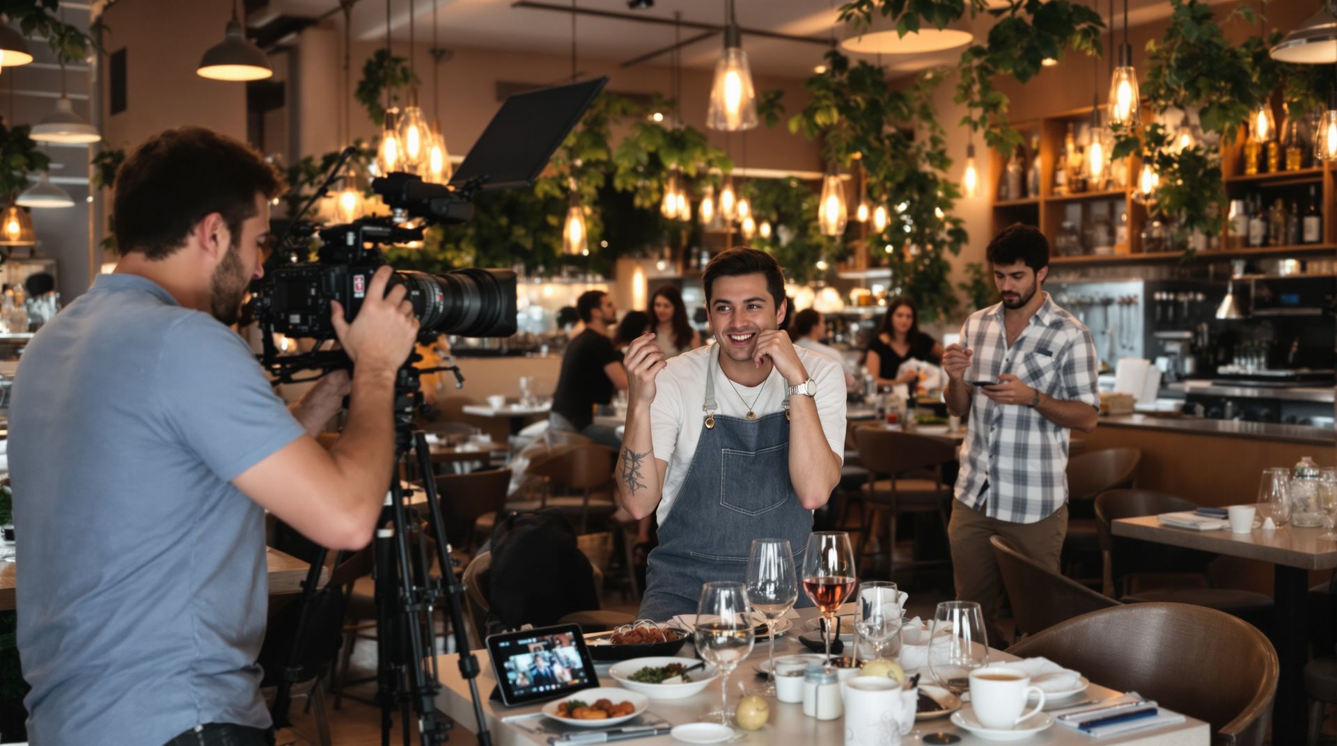 influencer promoting restaurant